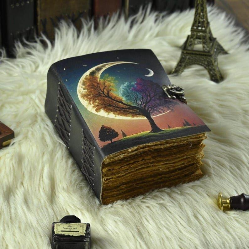 400 pages Tree of Life Vintage Grimoire Leather Journal for Women and Men Handmade Deckle Edge Paper Leather Notebook Diary With Lock