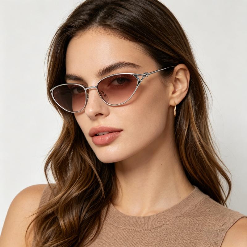 2026 New Metal Cat-Eye Frame Sunglasses for Women UV400 Outdoor Travel UV-Protective Eyewear Trendy Street Style Shades