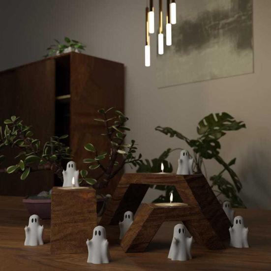 Yousheng 2/3/5Pcs Ghost Cat Garden Statue Halloween Pet Figurine Horror Festive Atmosphere Halloween Party Decor