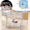 Mini Aquarium Acrylic Stackable Fish Tank Pet Box Transparent Reptile Breeding Container Home Decor Desktop Use