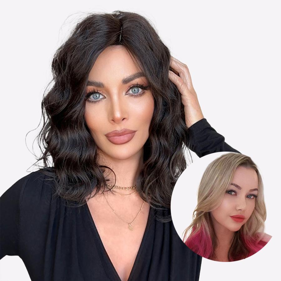Heat-Resistant Synthetic Fiber Wig for Women - Natural Looking Medium-Length Wavy Bob,Youthful Appearance, Lightweight & Comfortable Fit