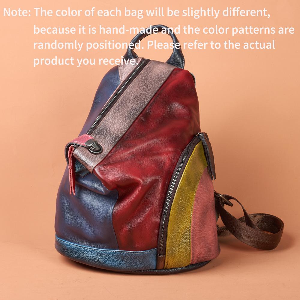 

First Layer Cowhide Polished Backpack Retro Portable Commuter Leather Casual Women S Bag