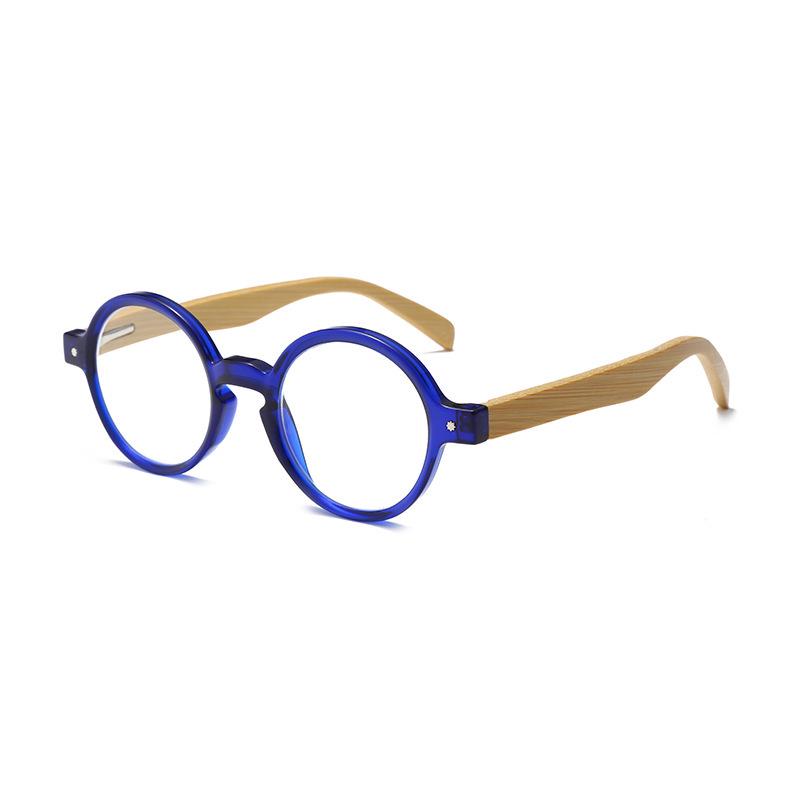 New Retro Bamboo Round Reading Glasses with Smart Zoom & Spring Temple in Hong Kong Style