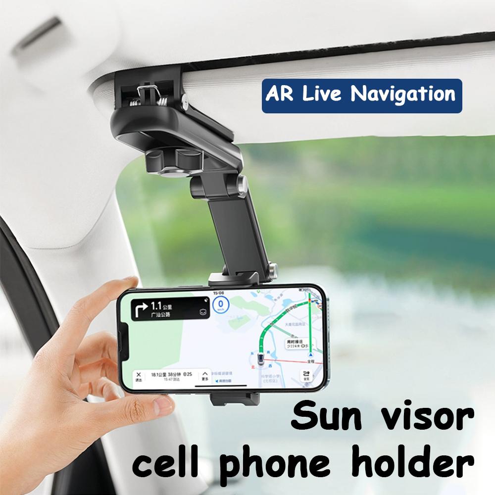 Multifunctional Car Sun Visor Phone Holder 360° Rotating Universal Cell Phone Support for iPhone Samsung Android