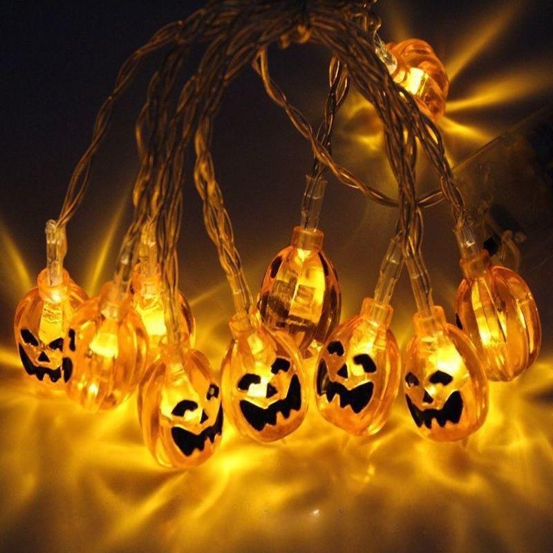 LED Halloween Pumpkin Lights String Ghost Festival Decoration String Lights Battery Lights Remote Control USB Models, Holiday Decoration Lights