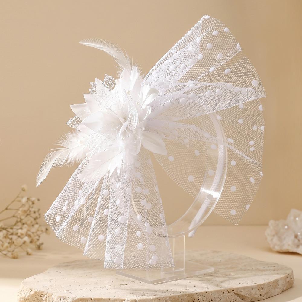 French Mesh Flower Headband Exquisite Kentucky Hat Party Feather Hairpiece Dance Show