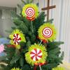 2PCS/SET Christmas Tree Picks Decorations, Polyester Plush Candy with Green & Red Lollipop, Festive Xmas Branch Ornaments