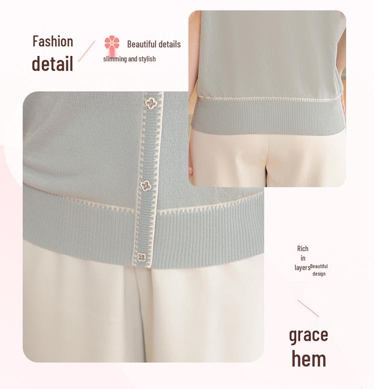 Mom's French Style Ice Silk Knit Top, Short Sleeve, Versatile & Stylish T-shirt for Middle-Aged Women, New Summer Fashion.