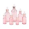 Tropfflaschen Nachfüllbar 5-100 ml Rosendeckel Kosmetikbehälter Rosa Glas Aromatherapie Flüssigkeitspipette Für Ätherische Massage