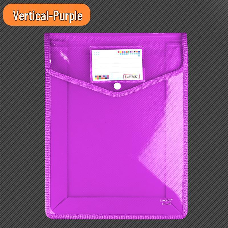 Transparent A4 Thickened Snap Button File Bag - Large Capacity Student Storage and Document Organizer