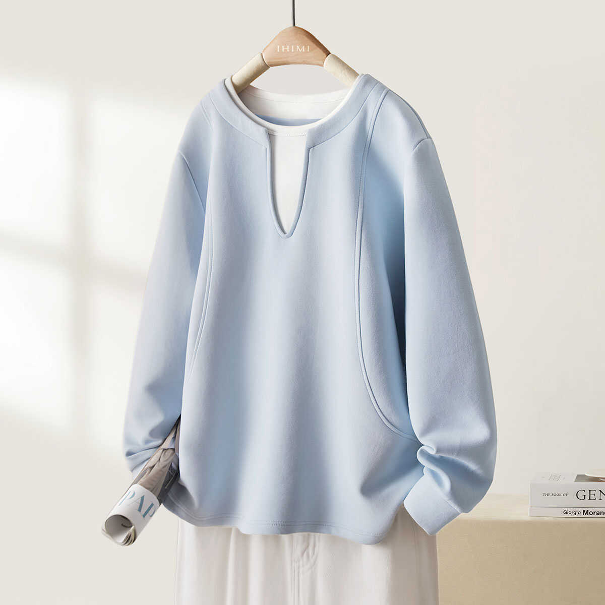 

Дизайнерский свитшот для женщин с круглым вырезом, деконструированный контрастный свитшот 2XL