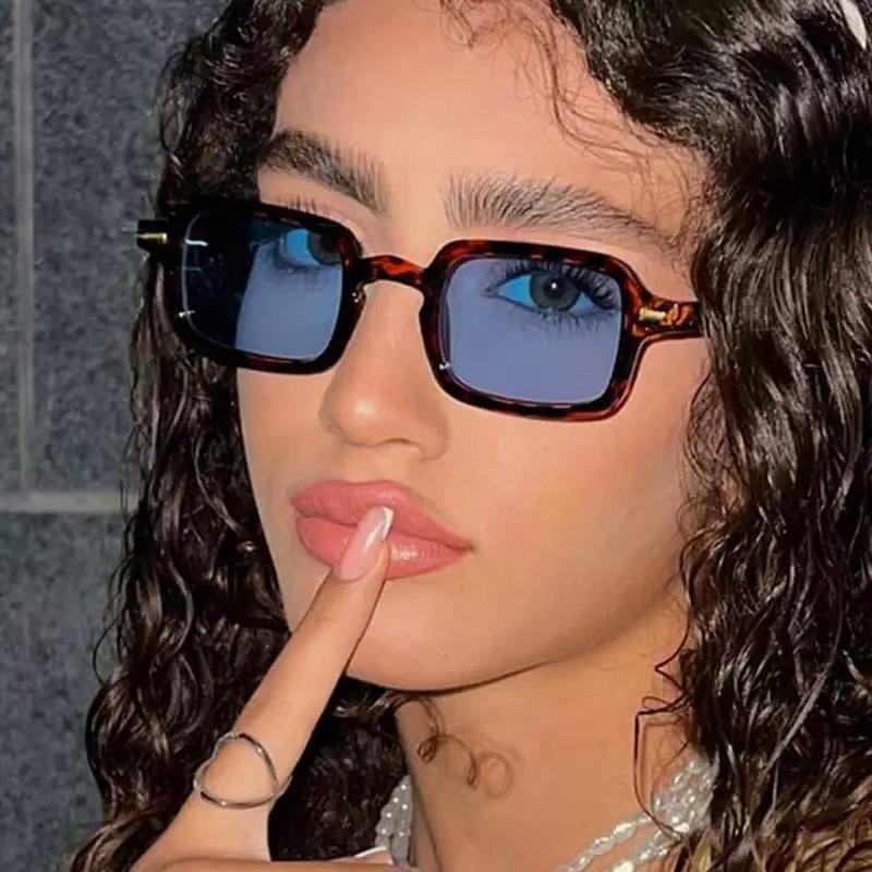 New Leopard Print Personalized Rice Nail Sunglasses Fashion Women Pography Eyeglasses  Girl Shades UV400