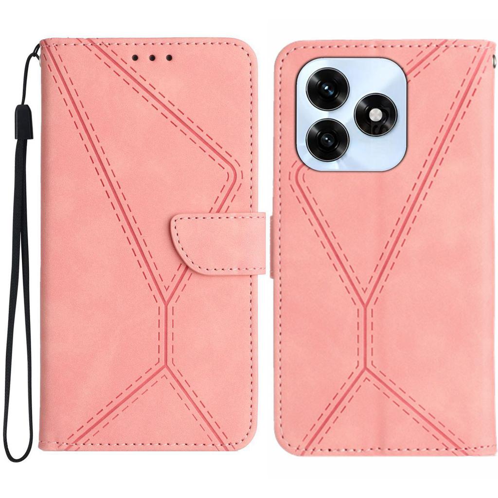 For Honor X5c Plus 4G Case Skin Touch Lines Imprinted PU Leather Flip Phone Cover