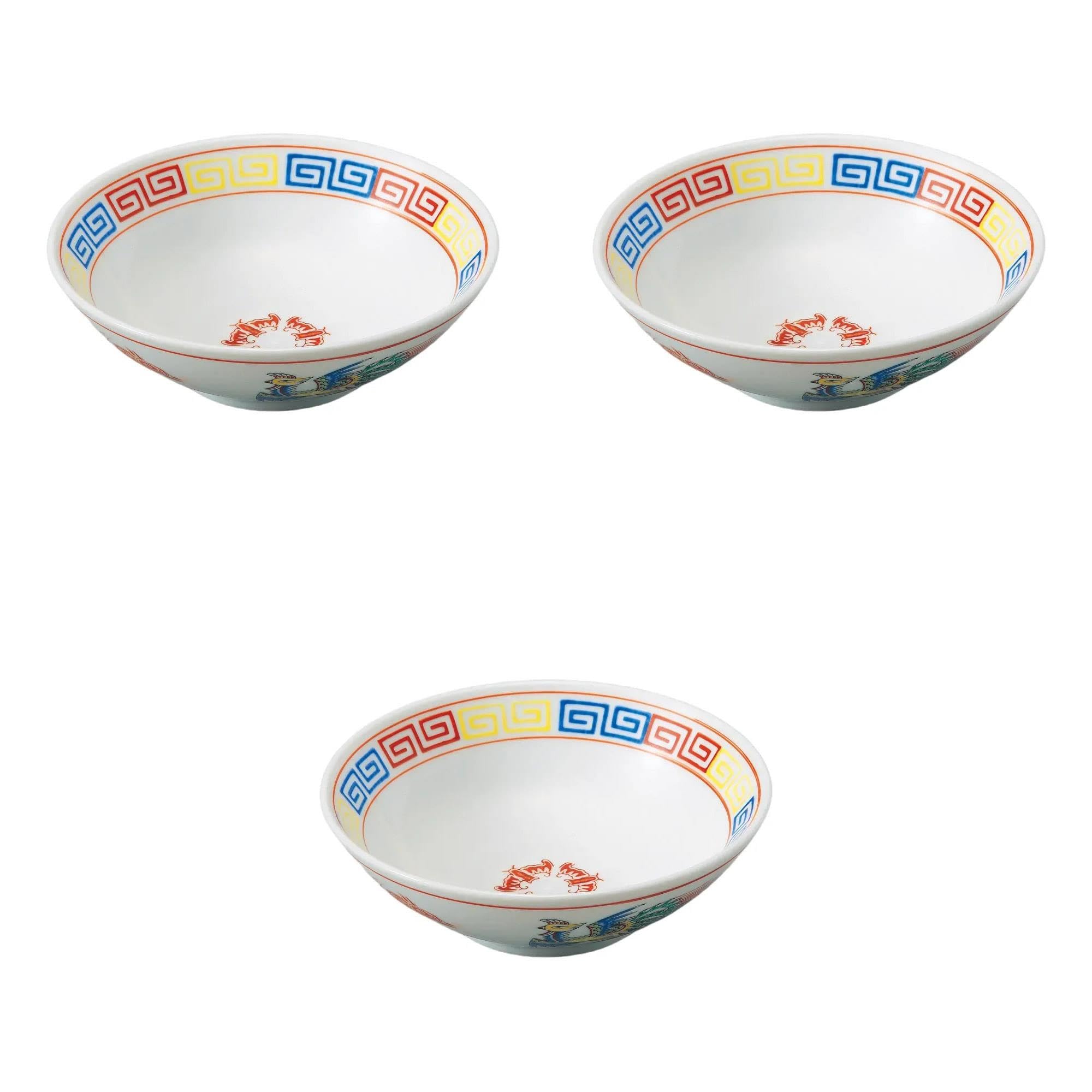 

Set of 3 Kaminarimon Chinese Painting Round Bowls x Ramen Bowls Setomonohonpo Three-Colored 6.8cm [20.5 6.8cm]