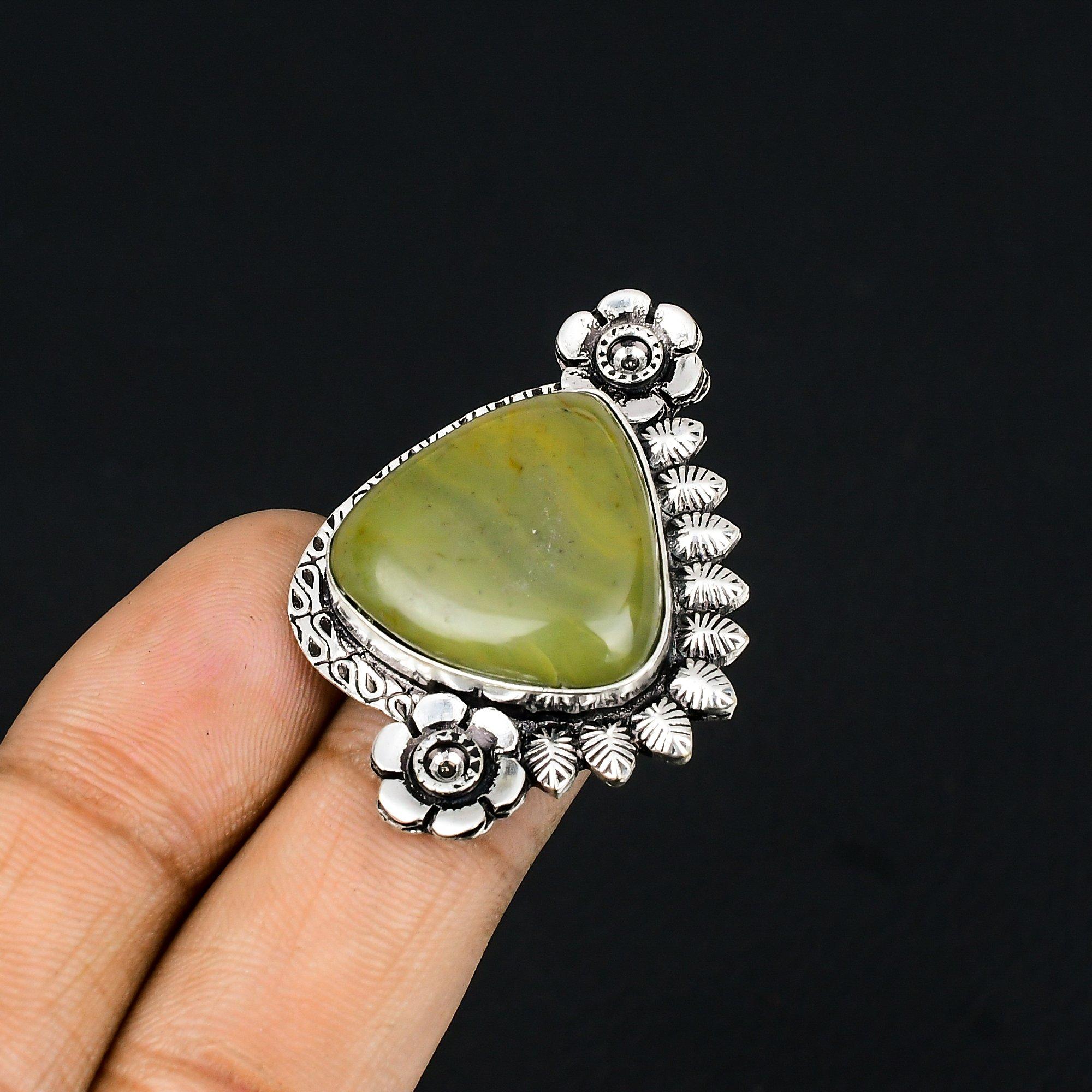 

Natural Polychrome Jasper 925 Sterling Silver Flower Promise Ring Jewelry Size 7 7