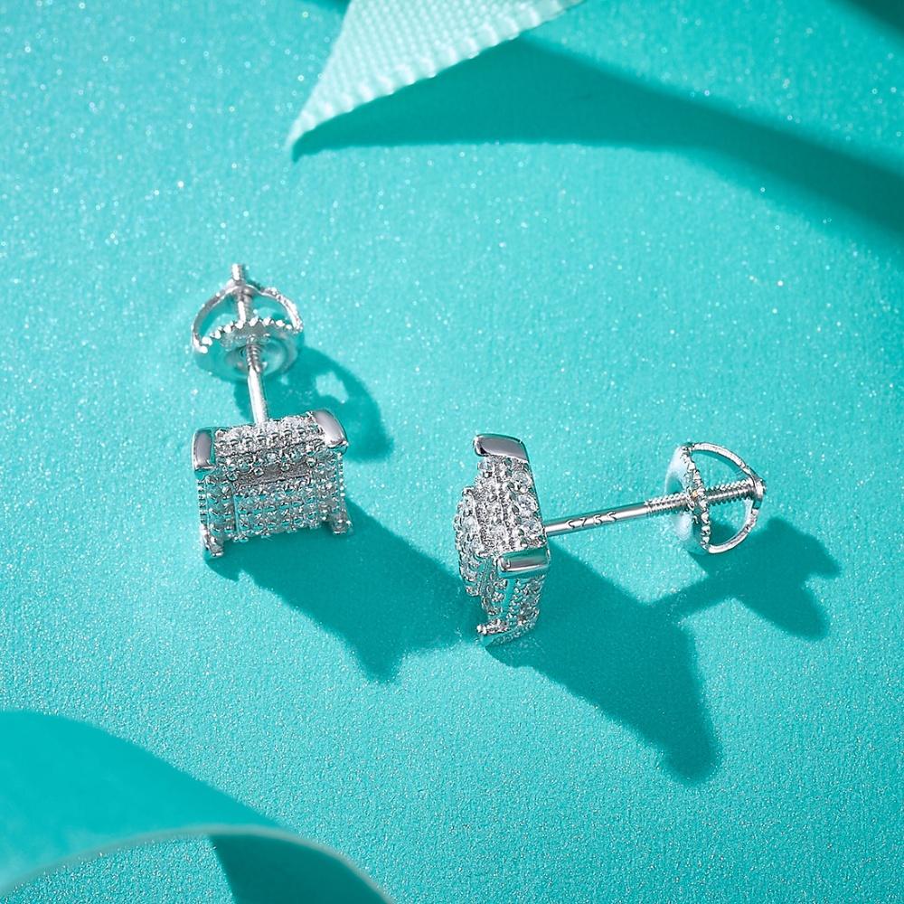 Zertifizierte D VVS1 Moissanit Ohrstecker 925 Sterlingsilber Herrenschmuck