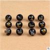 Engraved Natural Black Agate Zodiac Beads for DIY Jewelry