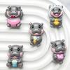 Glossy Cartoon Hippo Resin Accessories for DIY: Hair Clip, Keychain, Bag Pendant, or Fridge Magnet