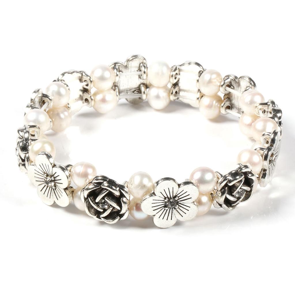 Damen-Armband, künstliche Perlen, Perlen, 6–7 mm, Zinklegierung, Armband für Teil, Kleidung, Modeschmuck, Länge 19 cm