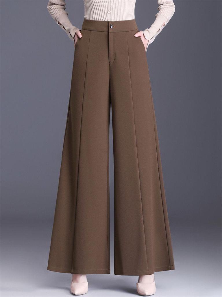 High-Waisted Wide-Leg Flare Culottes for Petite - Solid Color, Loose Drape Style