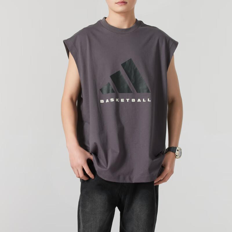 Adidas Basketball Comfortable Soft Breathable Short Sleeve T-Shirt Unisex Tops Gray JC7836