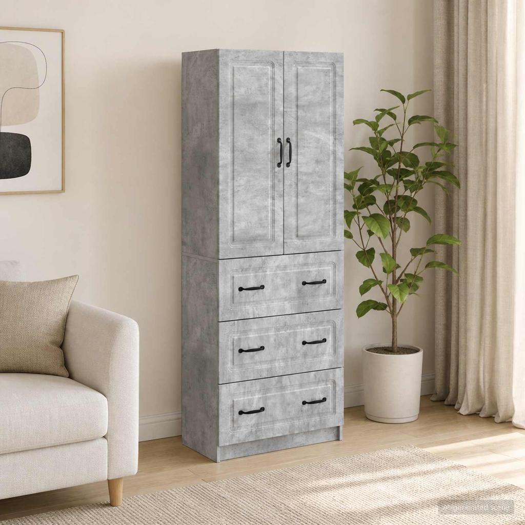 2 Piece Cabinet Set Concrete Gray 66 x 34.5 x 87 cm Particleboard