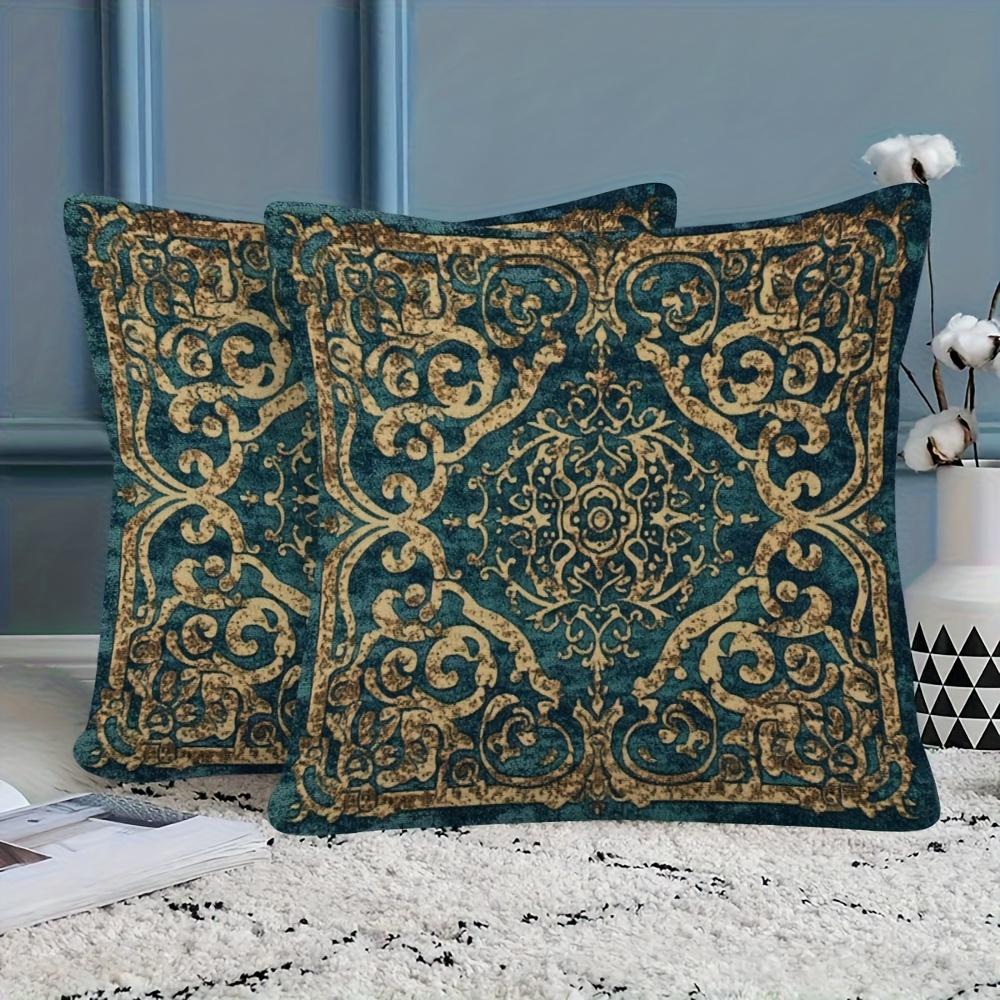 pc Vintage Baroque Pillow Cover D DoubleSided Polyester Cushion Case Teal Gold Ornate Decor Gift for Antique Classic L