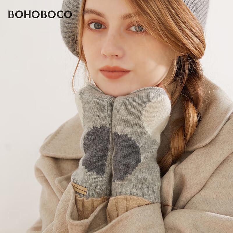 BOHOBOCO Women's 100% Cashmere Half-Finger Gloves