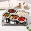 Plato llano dividido de acero inoxidable - Bandeja de almuerzo escolar de 5 compartimentos, cuadrada y profunda, apta para lavavajillas