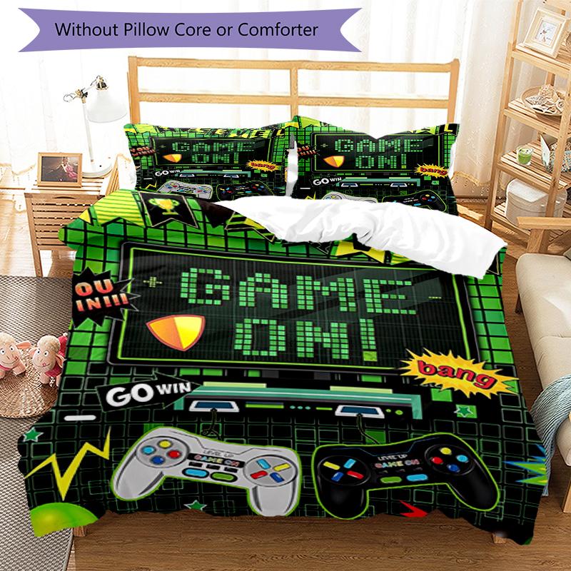 3pcs Game Controller Bedding Set Duvet Cover Closure Includes 1 Duvet Cover & 2 Pillowcases, Soft and Comfortable for All Seasons.