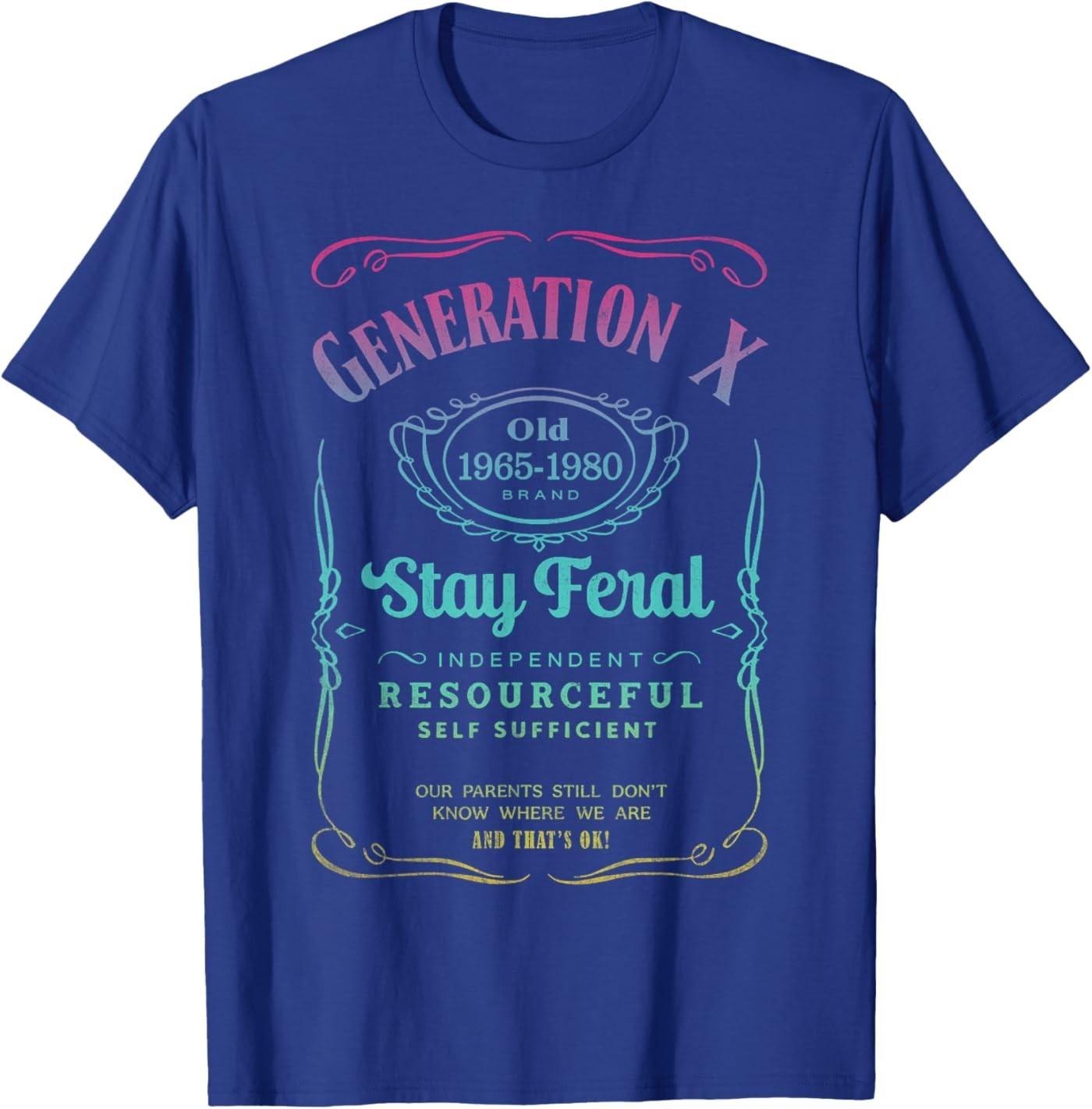 Funny Generation X Stay Feral, Gen X Gen Xer Nostalgia T-Shirt S разноцветный