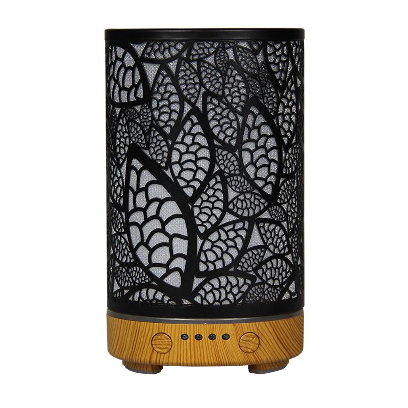 Aroma Diffuser Iron Hollow Leaves Ultrasonic Air Humidifier Desktop Humidifier Smart Home Appliances Room Decor with Led Light