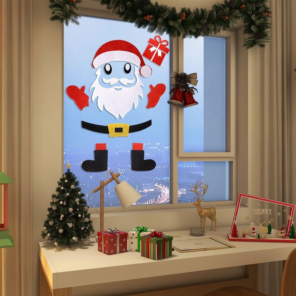 Large Snowman Reindeer Santa Stickers Christmas Door Stickers Decor for Refrigerator Wall Window Christmas Door Decorations