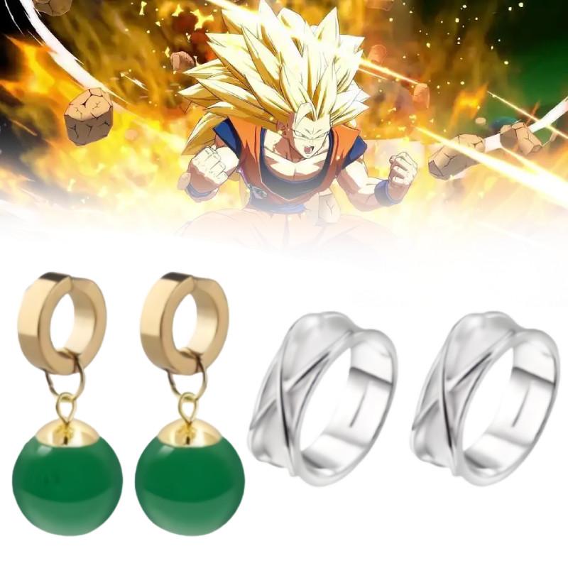 Collezione di Gioielli di Dragon Ball Super Goku Black Con Orecchini e Anello Per Appassionati di Anime