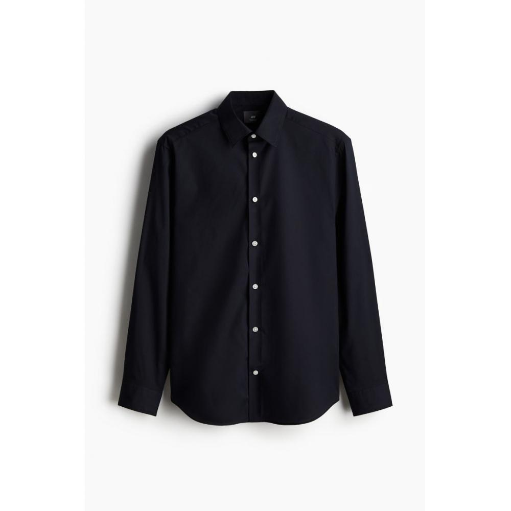 H M Easy Care Regular Fit sHirt Navy Blue