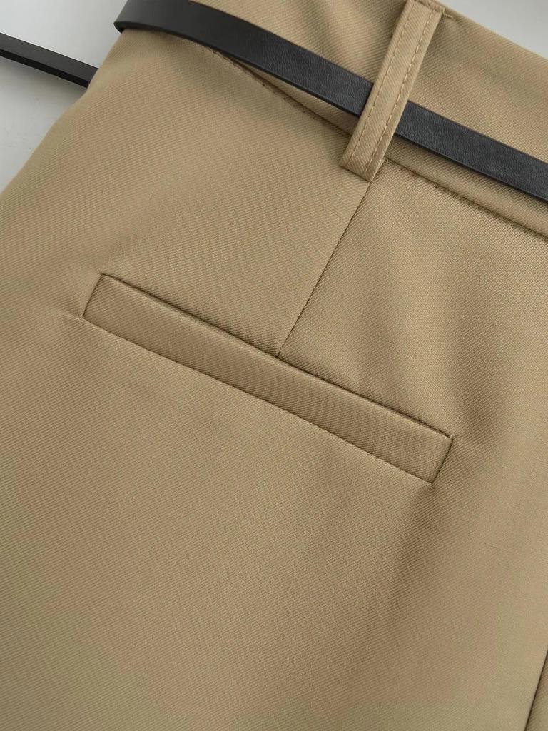 Retro Spicy Girl Belted Skirt Pants - Anti-Exposure A-line Mini for Women