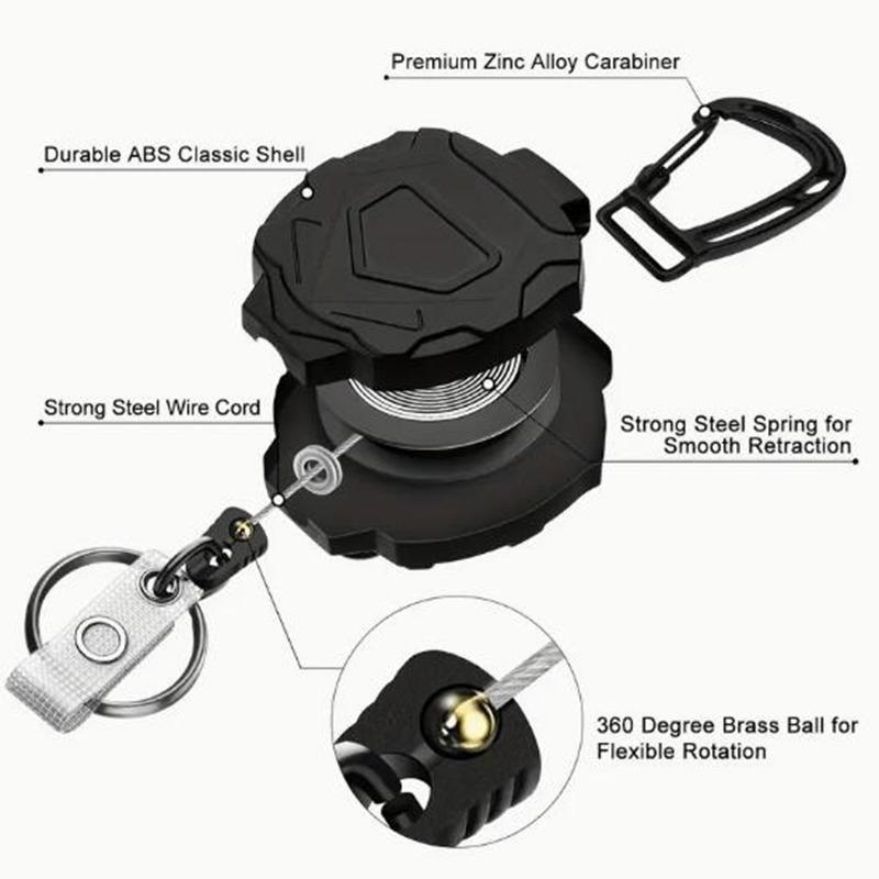 1PC New Badge Holder Carabiner Keychain Tactical ID Holder Retractable Reel Mountaineering Buckle Multiple Tools Accessories