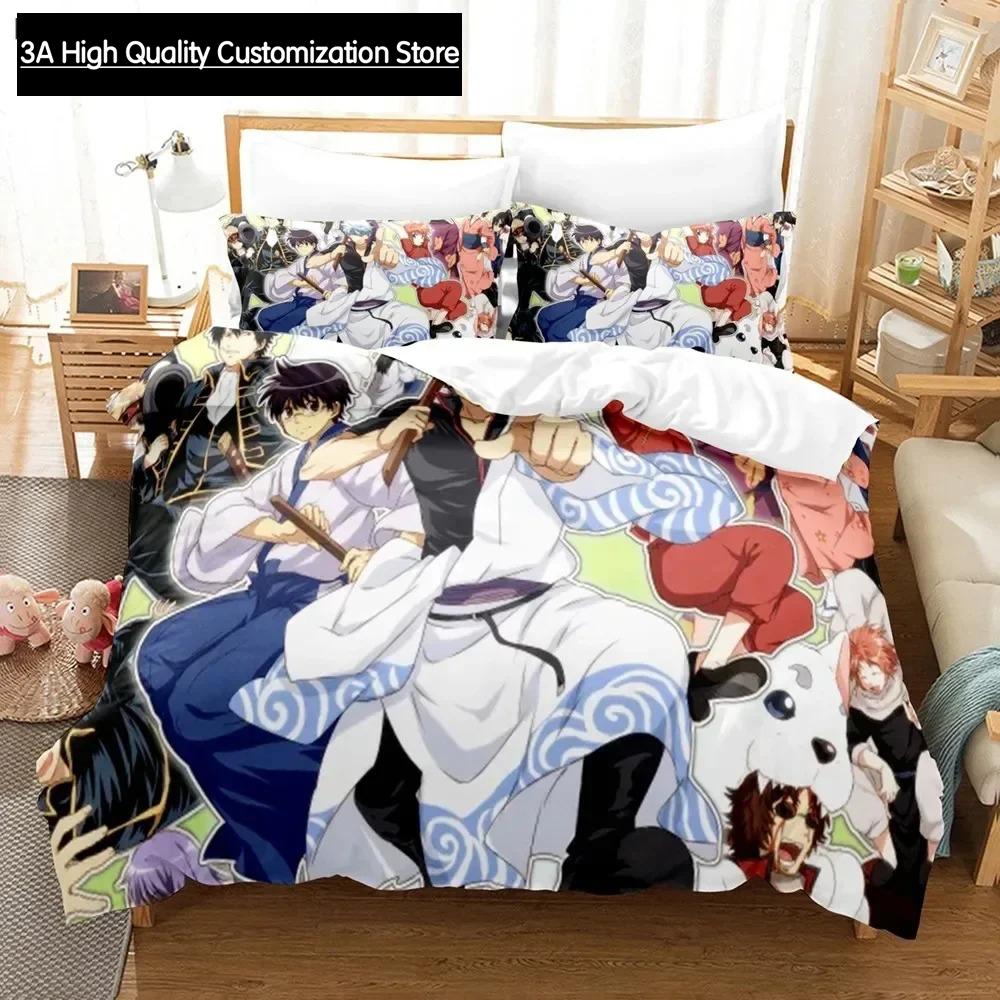 Gintama Bedding Set Duvet Cover Pillowcases For Adult Kids Single Double Full Queen King Boys Teens Sakata Gintoki Bed Linen