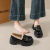 TUINANLE Winter New Plush Lined Loafers Women's Retro Chunky Platform Fluffy Leather Shoes Comfortable & Warm