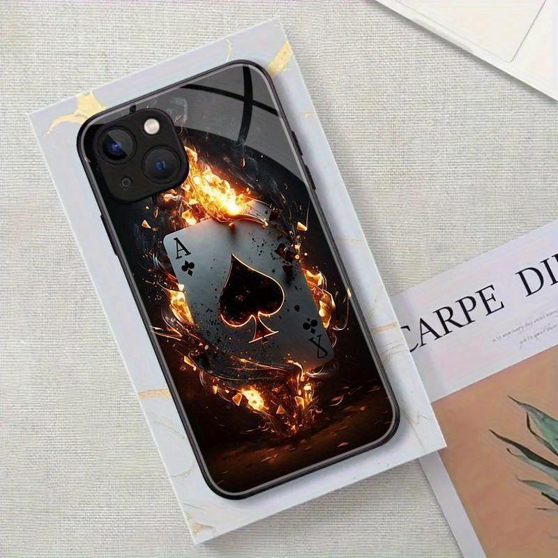 Poker-Karten-Design Glas-Handyhülle geeignet für iPhone 17 16 15 14 13 12 11 Pro/Max/Plus stoßfeste Rückseite