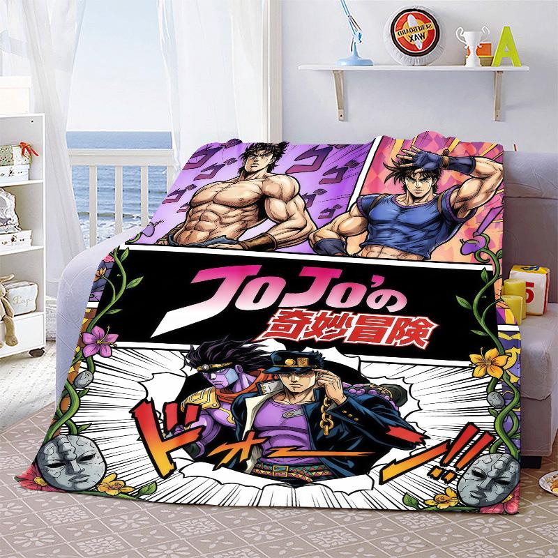 JoJo Bizarre Adventure Flannel Blanket Soft Warm Throw Lightweight Cozy Blanket for Sofa Bed Home Decoration -QJY