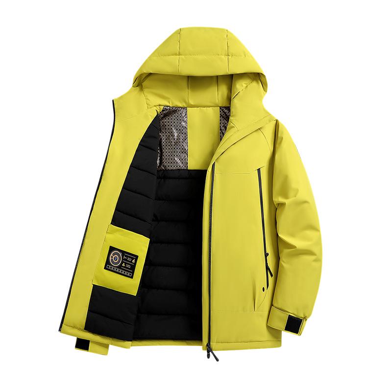 Men's Thickened Graphene-Heated Winter Jacket - Warm, Hooded, Cotton Outerwear for Couples