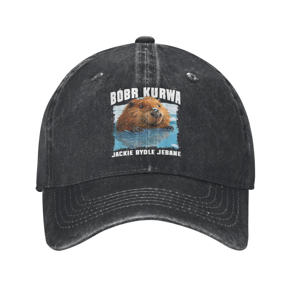 Vintage Bobr Kurwa Baseball Cap for Unisex Women Distressed Denim Snapback Cap Bober Outdoor Activities Adjustable Caps Hat