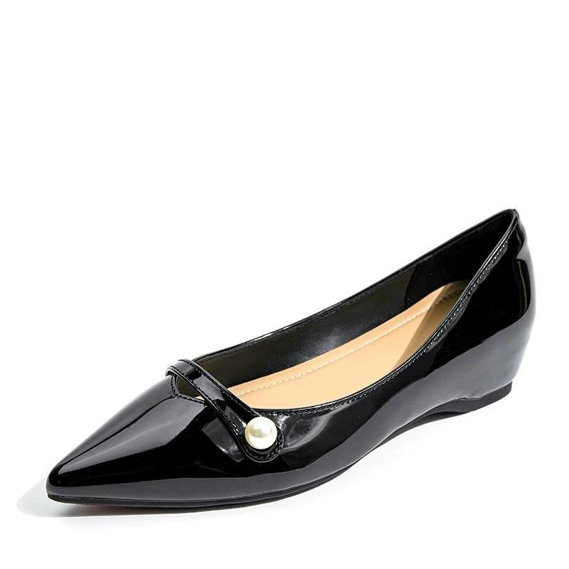 Inner height increase of 5 cm shallow mouth pointed single shoes women's 2025 new French single shoes women's soft leather soft sole evening shoes