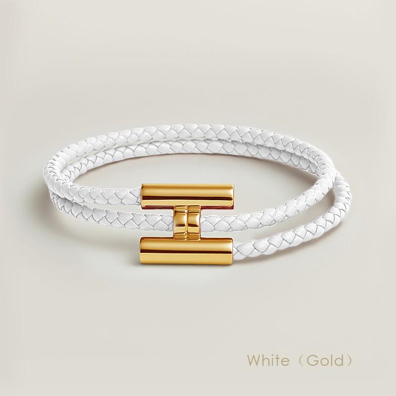 MOONLIGHT Classic H Button Braceles for Women Double-layer Leather Charm Bracelet Female Fashion Couple Jewelry Gifts 13 Colors