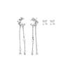 S925 Silver Needle Star & Moon Tassel Earrings with Zircon Studs