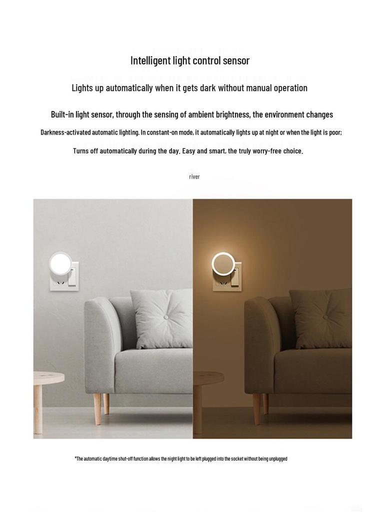 LED Night Light: Automatic Charging & Intelligent Light Control for Breastfeeding