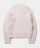 PLACE STUDIO Cable Knit Big Plc Logo Semi-Crop Round Neck Sweater [Gray]