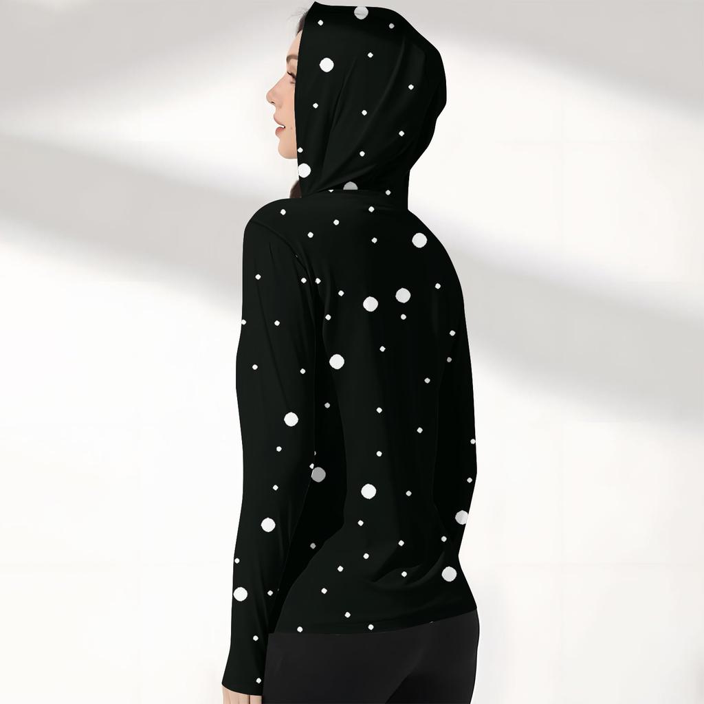 Women's Print Ice Silk Hooded Lightweight Long Sleeve Sun  Jacket Top