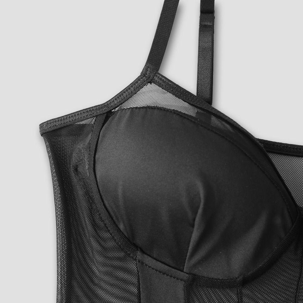 Transparent Camisole Jumpsuits Sleeveless Mesh Bodysuit Women Fashion Deep V Jumpsuits  Girl